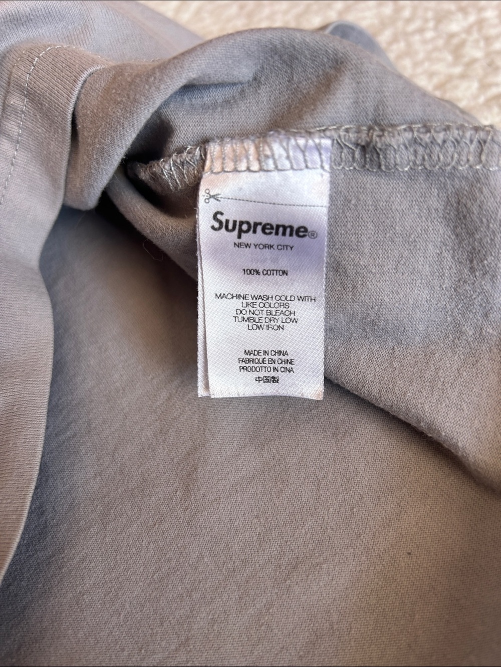 Supreme Gray Short Sleeve Tee with Red Mini Box Logo - Picture 3 of 9